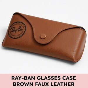 Ray-Ban Brown Faux Leather Sunglass Case Classic Pebbled Hard Shell Holder